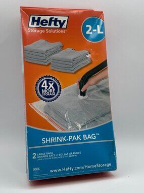 Hefty Vacuum Seal Shrink Pak - 2 Large Bags 34" x 22" Water Resistant - NEW
